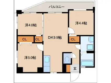 パラッツオイトカーザ(3DK/5階)の間取り写真