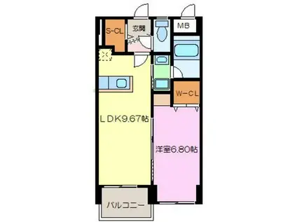 ヴァンボヌール(1LDK/3階)の間取り写真