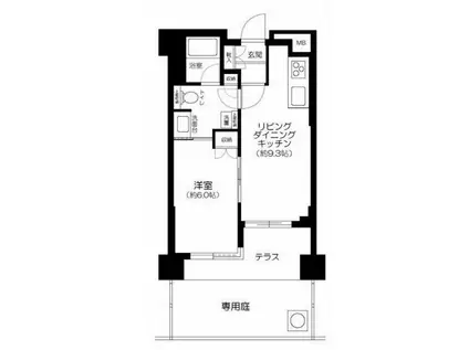 エム・ブランド新宿戸山公園(1LDK/1階)の間取り写真