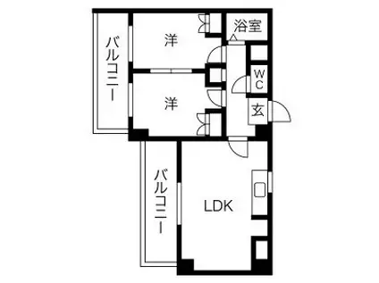 第6協和ビル(2LDK/8階)の間取り写真