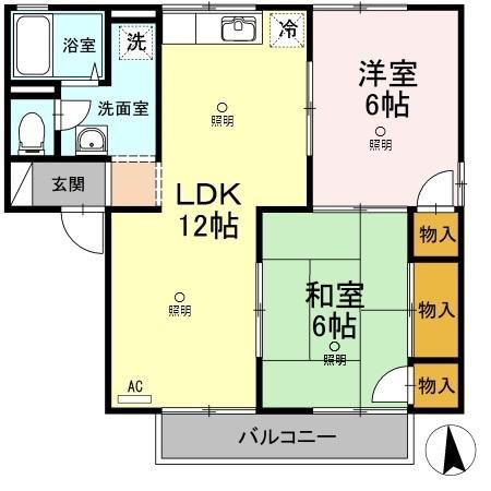 グリーンハイツB棟(2LDK/2階)の間取り写真