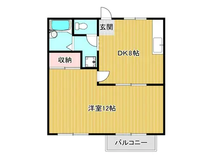 シャルム八幡(1DK/2階)の間取り写真