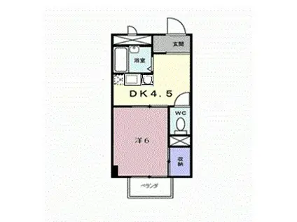 サクセスタウン岸岡(1DK/2階)の間取り写真