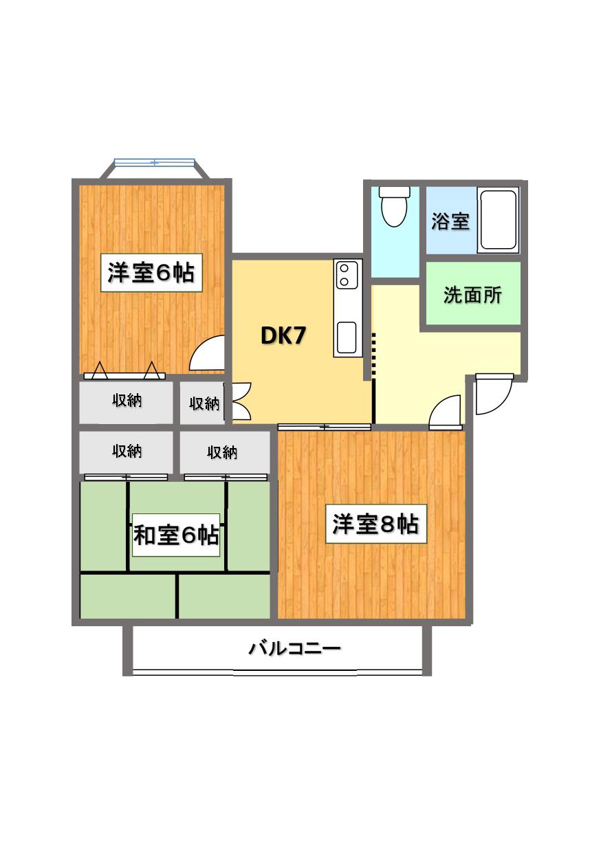 グランデュールU(3DK/1階)の間取り写真