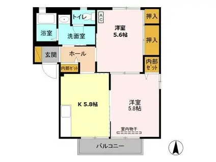 グレースA(2K/2階)の間取り写真