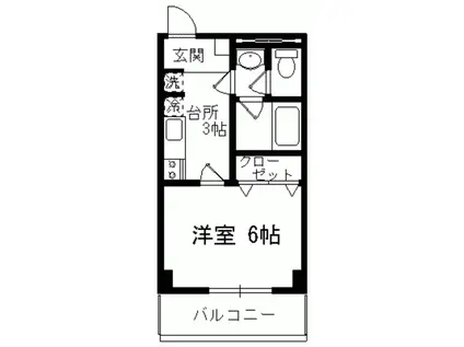 クイーンズコート(1K/3階)の間取り写真