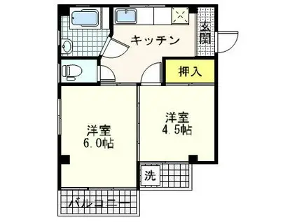 浩三ビル(2K/4階)の間取り写真