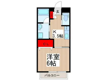 ＪＲ武蔵野線 新座駅 徒歩10分 2階建 築9年(1K/1階)の間取り写真