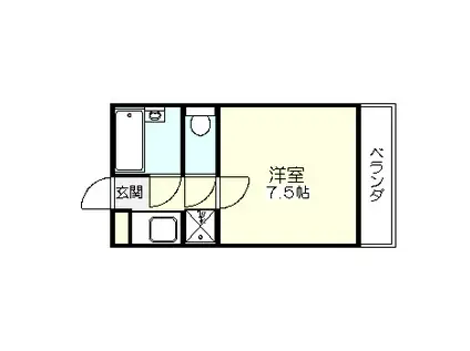 ウエストフラット(1K/3階)の間取り写真