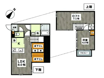 ADC博多オーゼ(1LDK/1階)の間取り写真