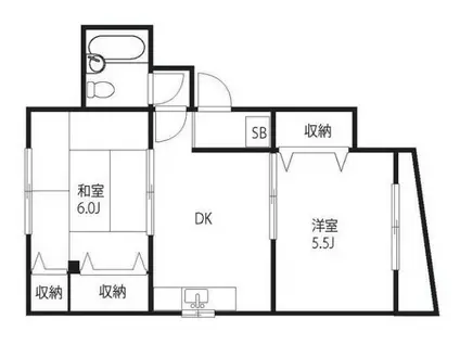 マンション渡田(2DK/1階)の間取り写真