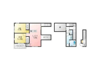 セシリア(2LDK/2階)の間取り写真