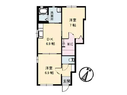 グロー・セノ(2DK/1階)の間取り写真