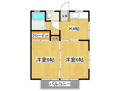 高城ハイツ住吉(2K/2階)の間取り写真