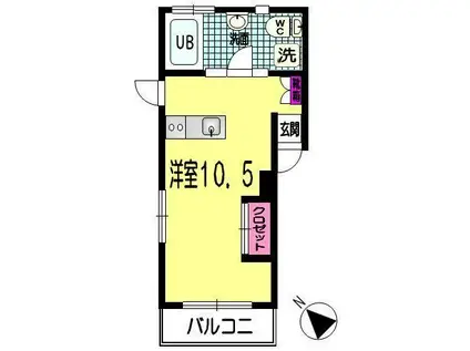 NB-II(ワンルーム/1階)の間取り写真