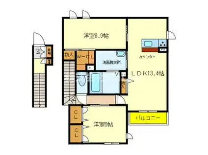 シャーメゾンピオニー(2LDK/1階)の間取り写真