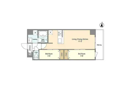 アルファコート梅島(2LDK/4階)の間取り写真