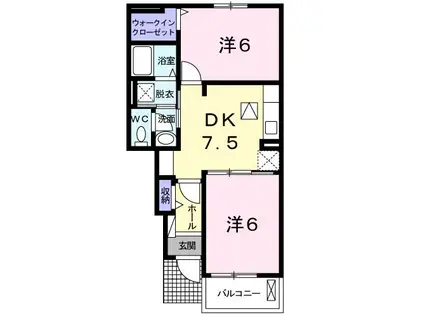 ル・シェノンA(2DK/1階)の間取り写真