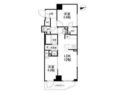 クレストコート世田谷松原(2LDK/4階)の間取り写真