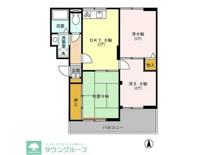 ヴァンベール東川口II(3DK/1階)の間取り写真