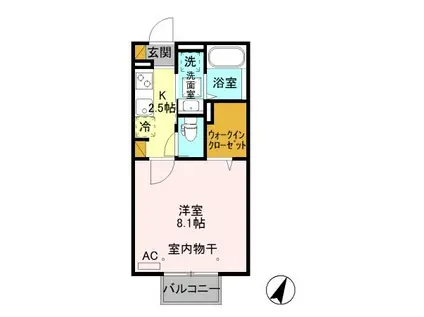 リアンボヌール島立(1K/2階)の間取り写真