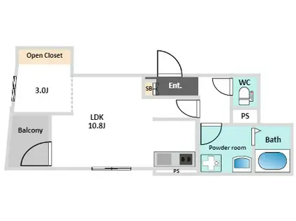 KISBIG大神宮II(1LDK/1階)の間取り写真