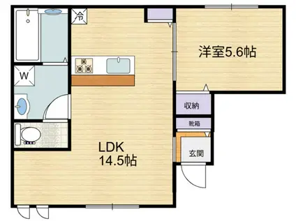 エルシオン狛江(1LDK/1階)の間取り写真