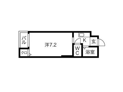 ミドゥスジ堺II(1K/3階)の間取り写真