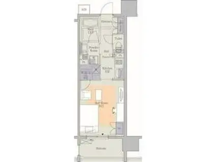 パークアクシス心斎橋(1K/2階)の間取り写真