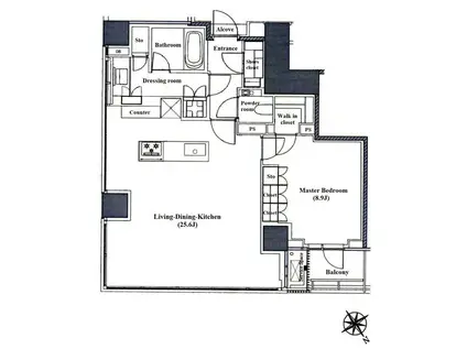 ザ・レジデンス六本木(1LDK/14階)の間取り写真