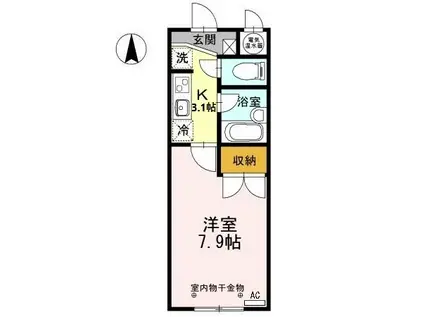 シティオ岩倉(1K/3階)の間取り写真