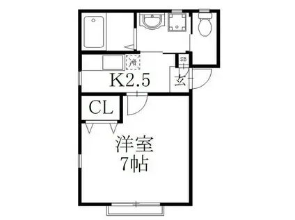 セレクト(1K/2階)の間取り写真