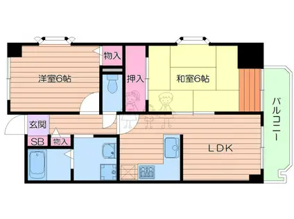 アネックス山野(2LDK/7階)の間取り写真