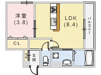 THE CROSSザクロス(1LDK/2階)の間取り写真