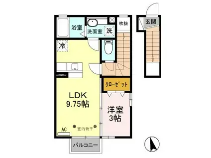 グランモアプラージュ(1LDK/2階)の間取り写真