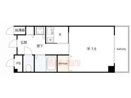 ウエストビラITO(1K/7階)の間取り写真