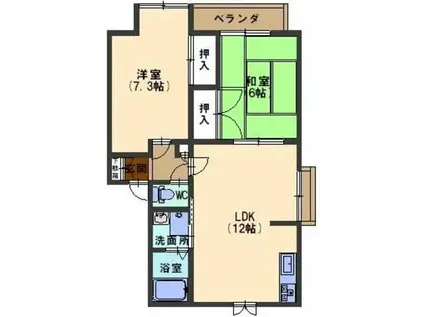 ウエストコート金沢(2LDK/1階)の間取り写真