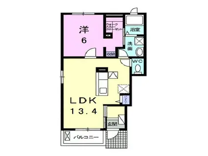 リジエール・フォレI(1LDK/1階)の間取り写真