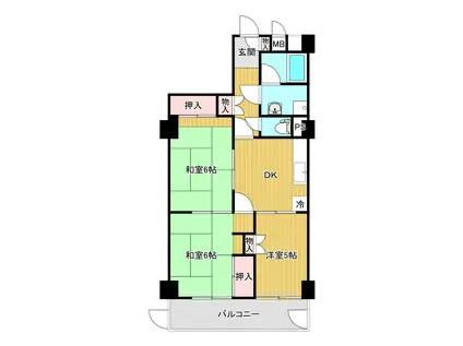 カーサ万代(3DK/9階)の間取り写真