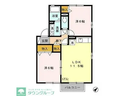 レディアガーデン(2LDK/2階)の間取り写真