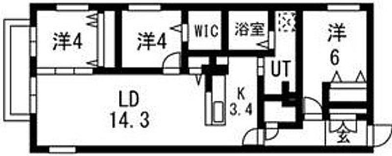 アルファスクエア円山北2条(3LDK/4階)の間取り写真