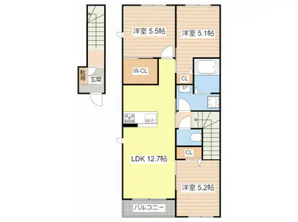 長浜S.B.C(3LDK/2階)の間取り写真