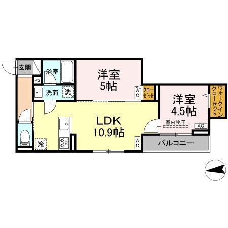 セレスティア六町IV(2LDK/3階)の間取り写真