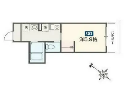 MELDIA東岩槻駅前(1K/3階)の間取り写真