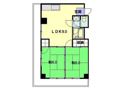 ブライトミカド(2LDK/3階)の間取り写真