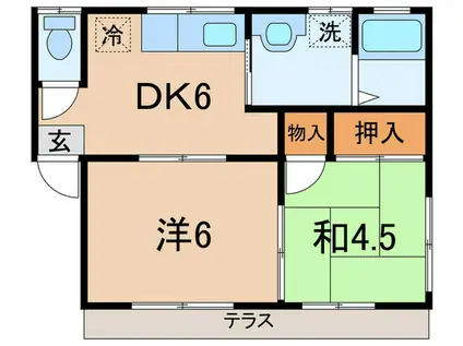 オレンジファーム(2DK/1階)の間取り写真