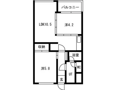 ピボット桐林ビル(2LDK/3階)の間取り写真
