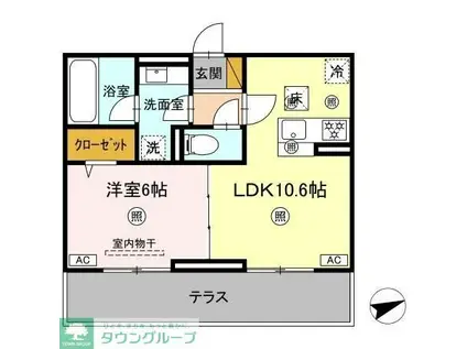 シャンティ(1LDK/1階)の間取り写真