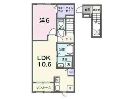 フレッサ II(1LDK/2階)の間取り写真