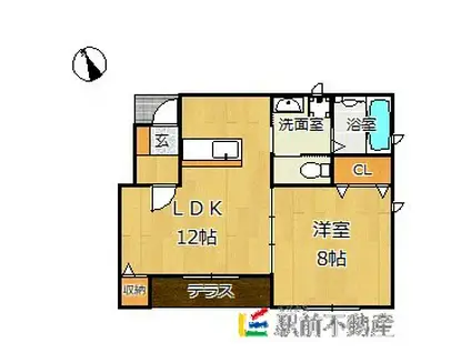 AIRLIX(1LDK/1階)の間取り写真